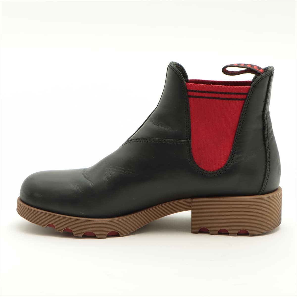 Miu Miu Leather Side Gore Boots 371/2 Ladies' Red x Black