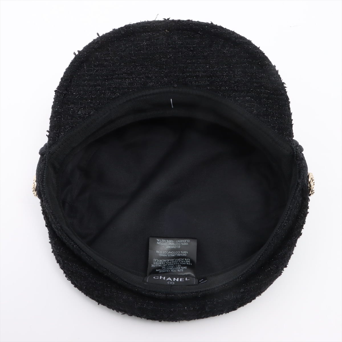 Chanel Coco Mark Newsboy cap Tweed Black