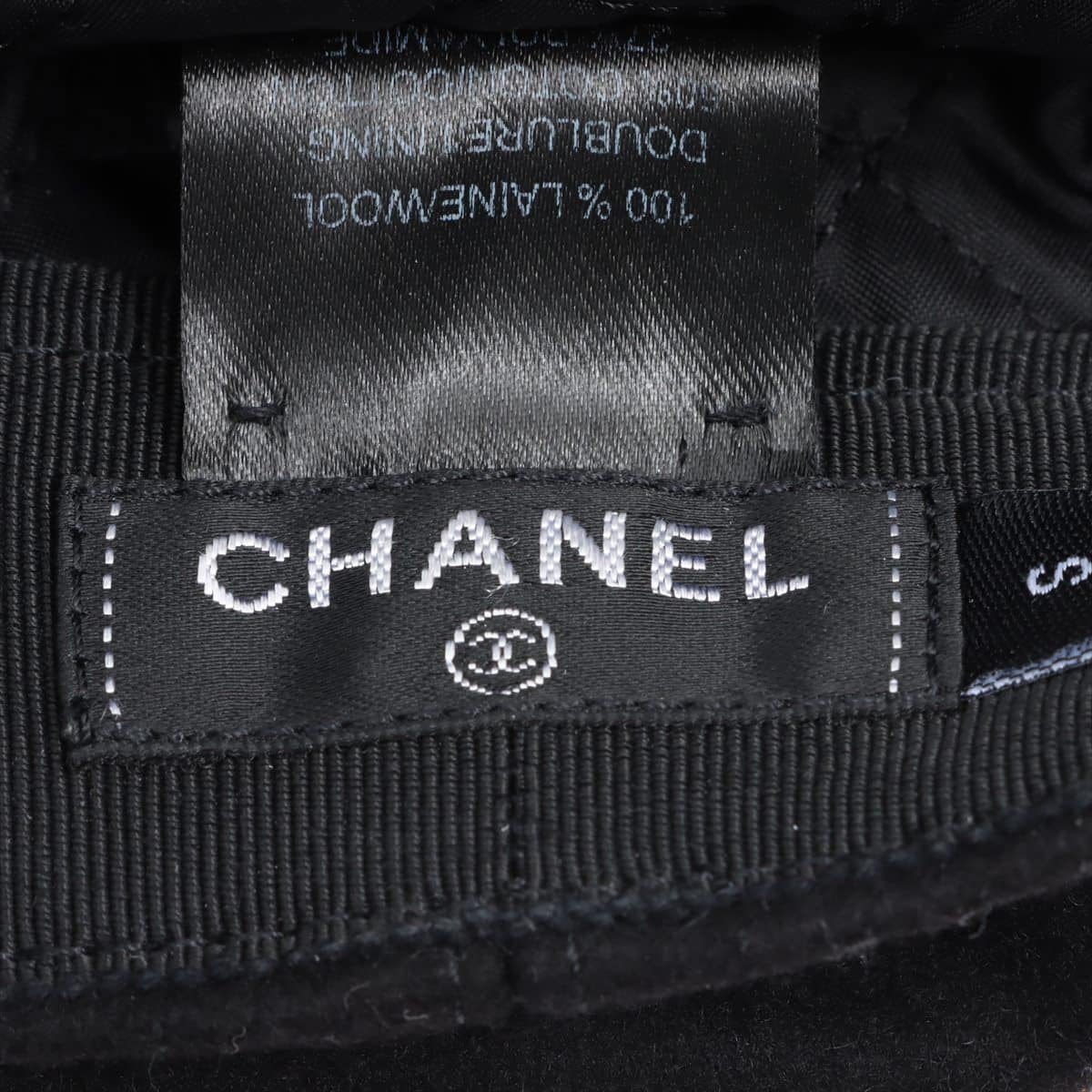 Chanel Coco Mark Newsboy cap S wool x acrylic Black