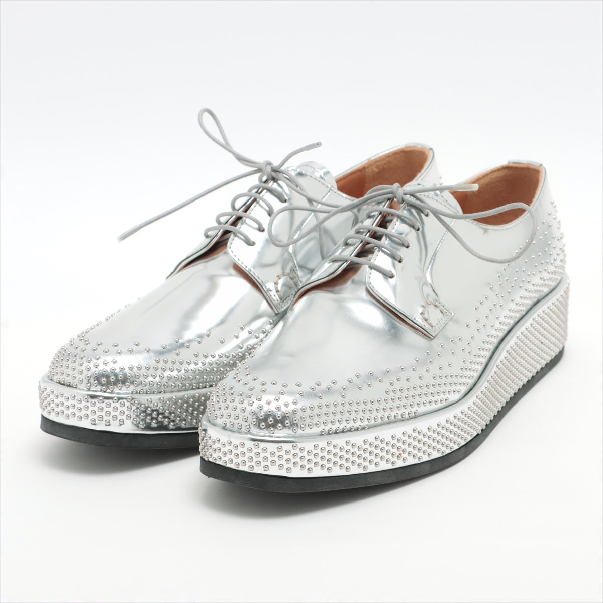 Church x Noir Keinininomiya 21AW Metallic Leather Leather shoes 38 1/2 Ladies' Silver DE0250 Studs