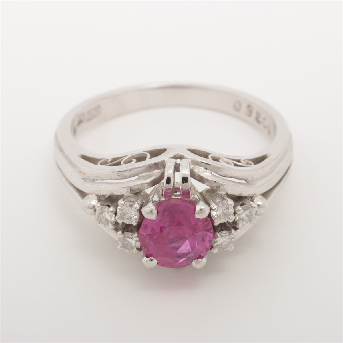 Mikimoto Colored stone Diamond Ring Pt950 5.5g 0.98