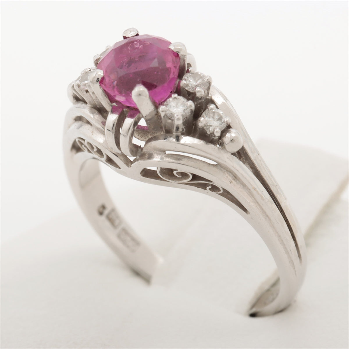 Mikimoto Colored stone Diamond Ring Pt950 5.5g 0.98