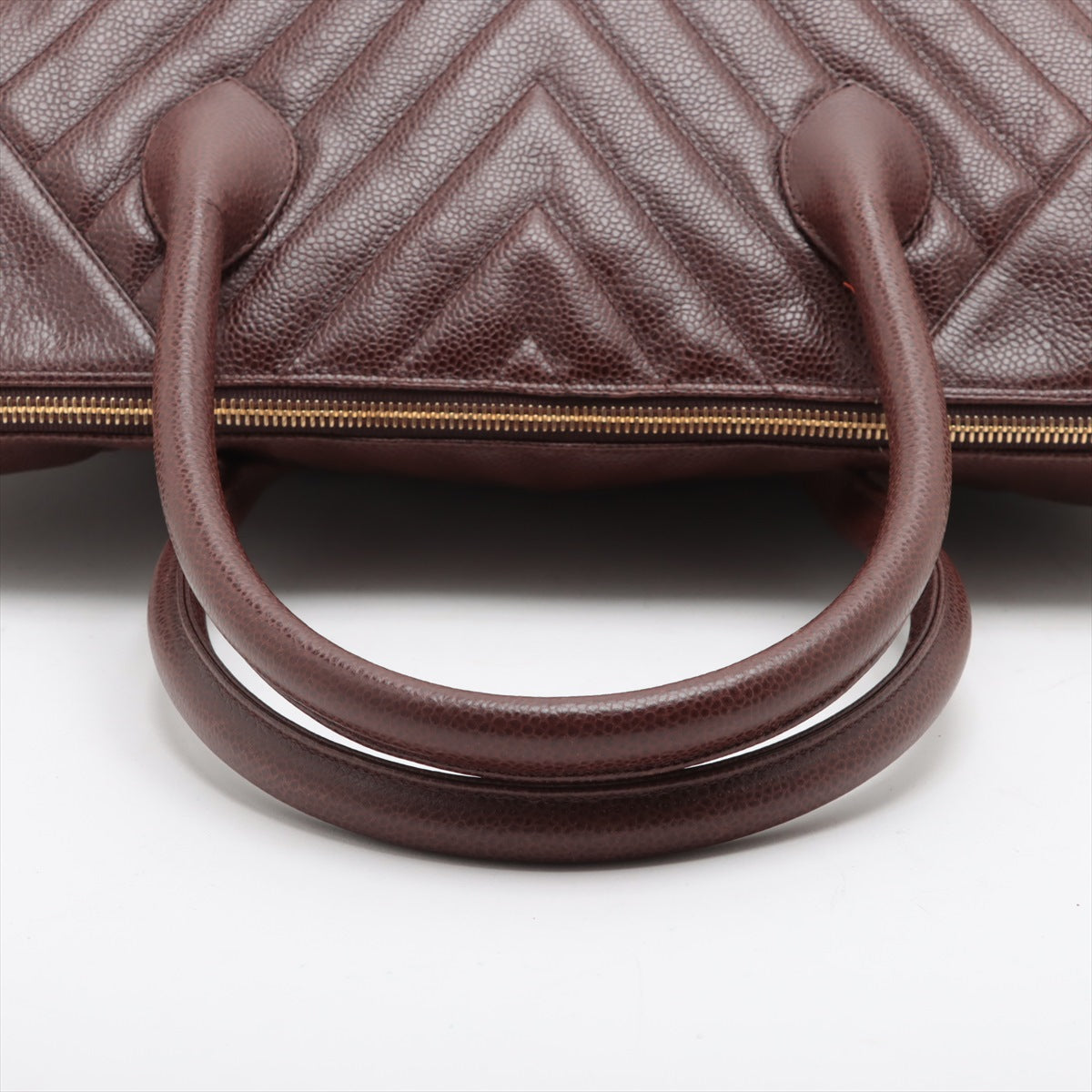 Chanel V Stitch Caviar Skin Tote Bag Brown Gold Metal Fittings 1XXXXXX