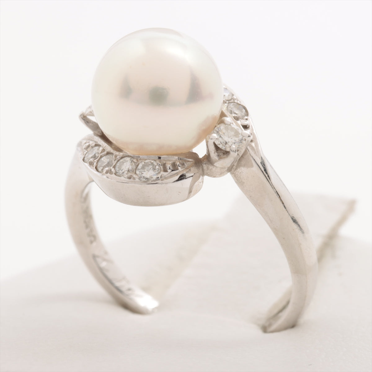 Mikimoto Pearl Diamond Ring Pt950 5.4g Approx. 8.5 mm