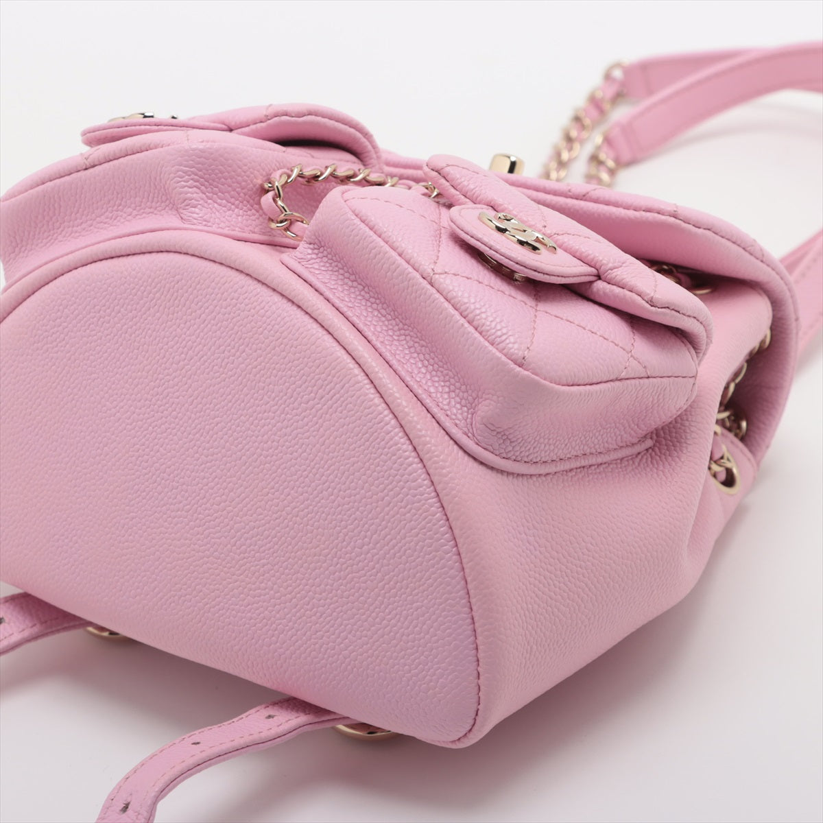 Chanel Matelasse Caviar Skin Chain Backpack Pink Gold Metal Fittings AS3787