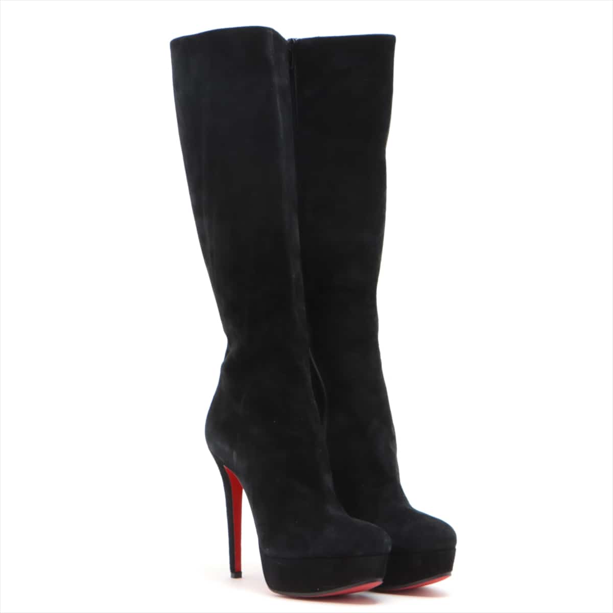 Christian Louboutin Suede Long boots 36 1/2 Ladies' Black There are threads and fraying in various places