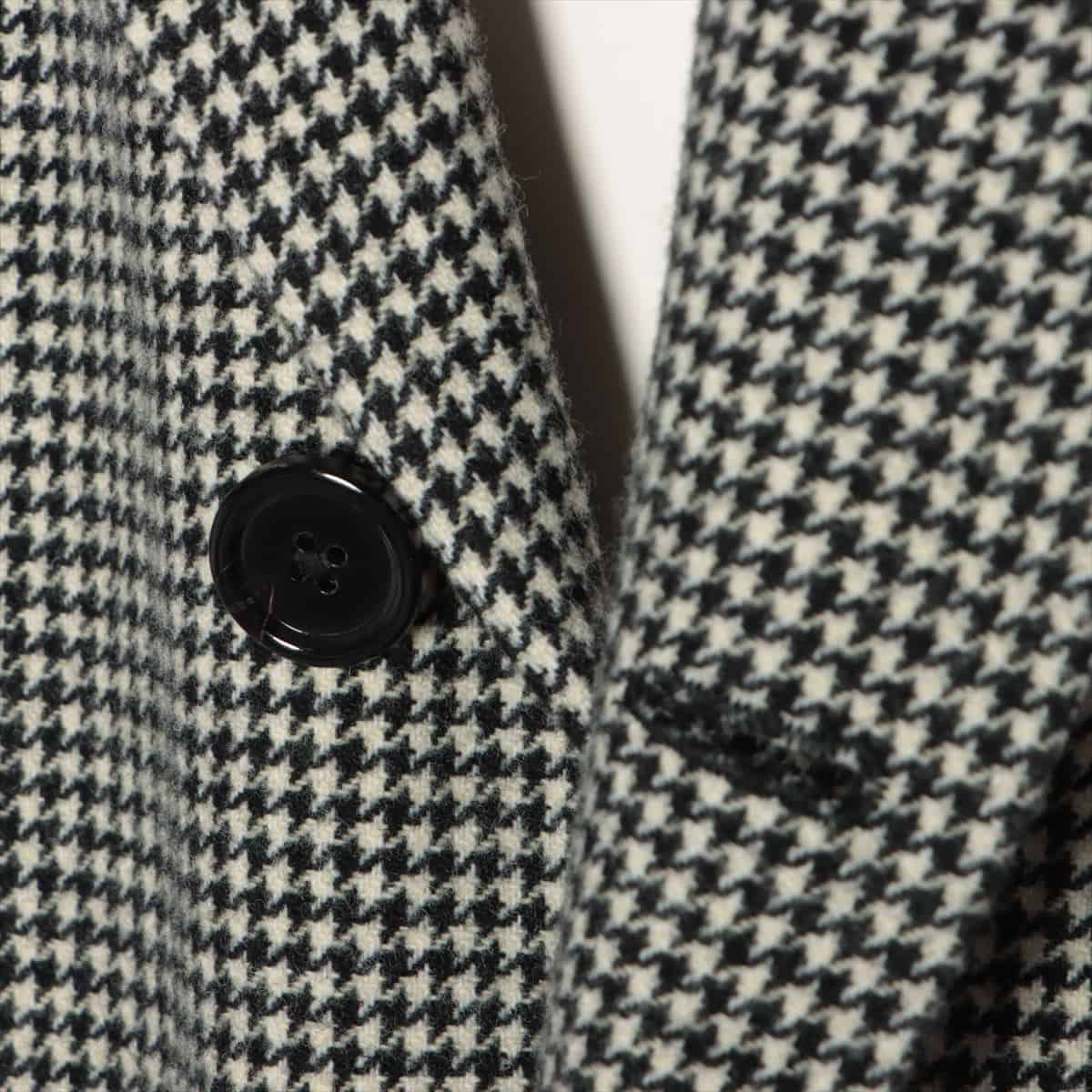 Dolce & Gabbana Wool Long coat 50 Men's Black × White  Houndstooth pattern