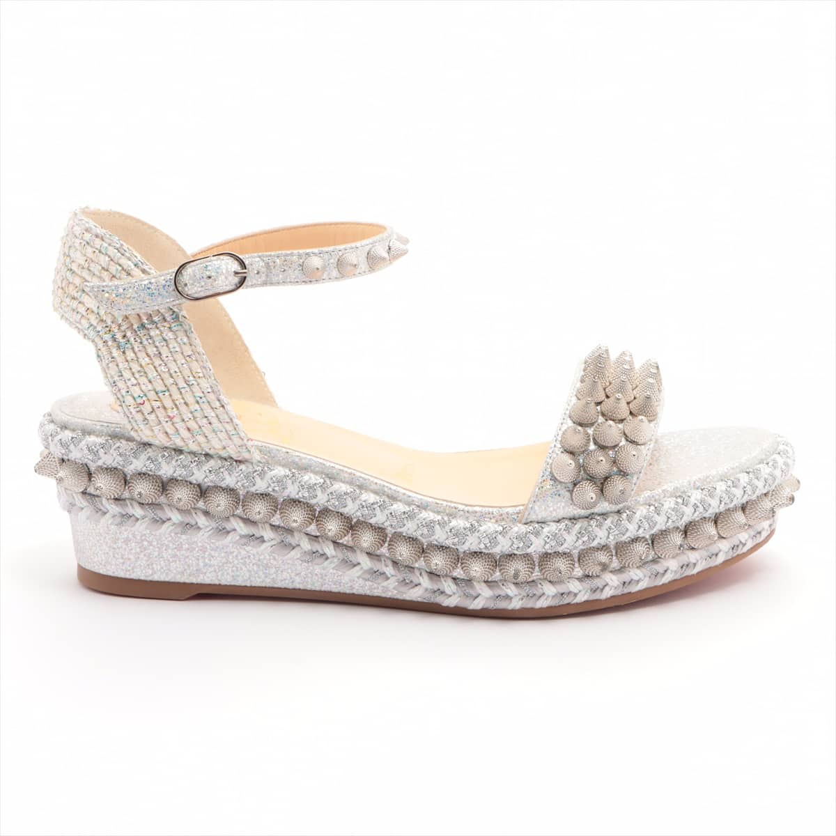 Christian Louboutin Leather Sandals 36 Ladies' Silver Studs