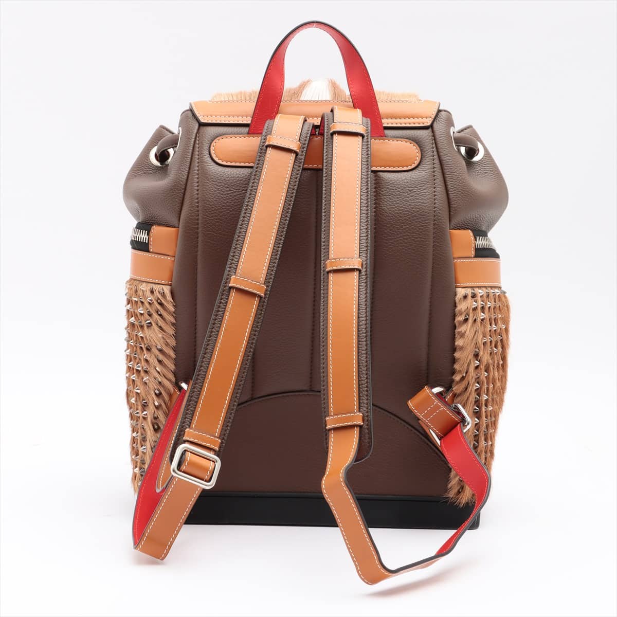 Christian Louboutin Explorer Funk Leather & unborn calf Backpack Brown