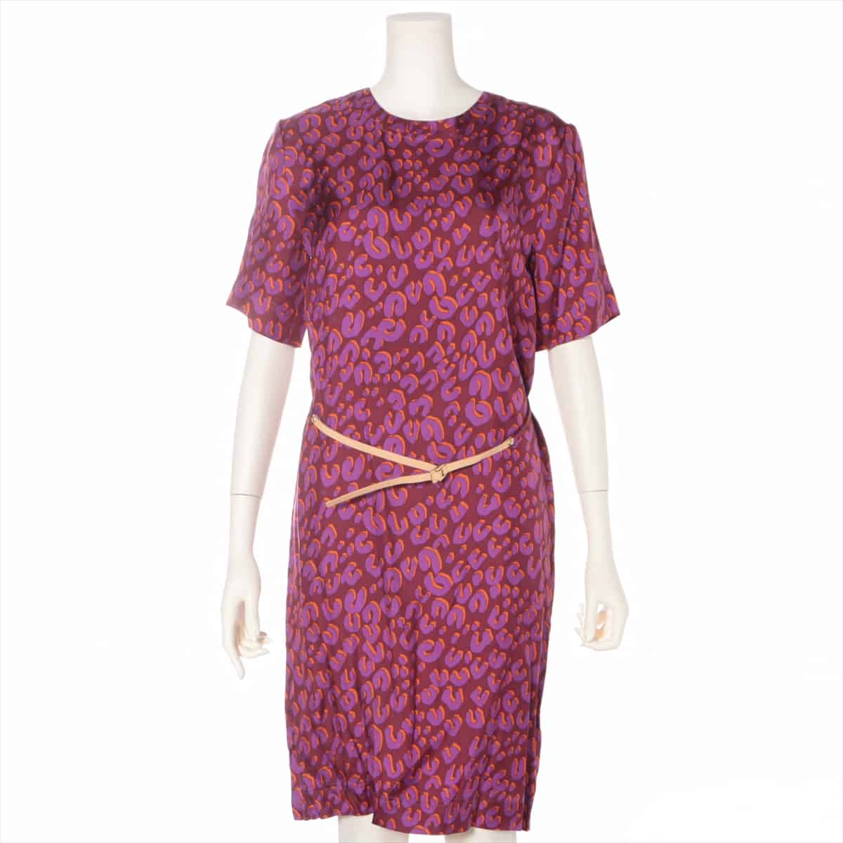 Louis Vuitton RW112 Silk Dress 34 Ladies' Pink  Leopard pattern