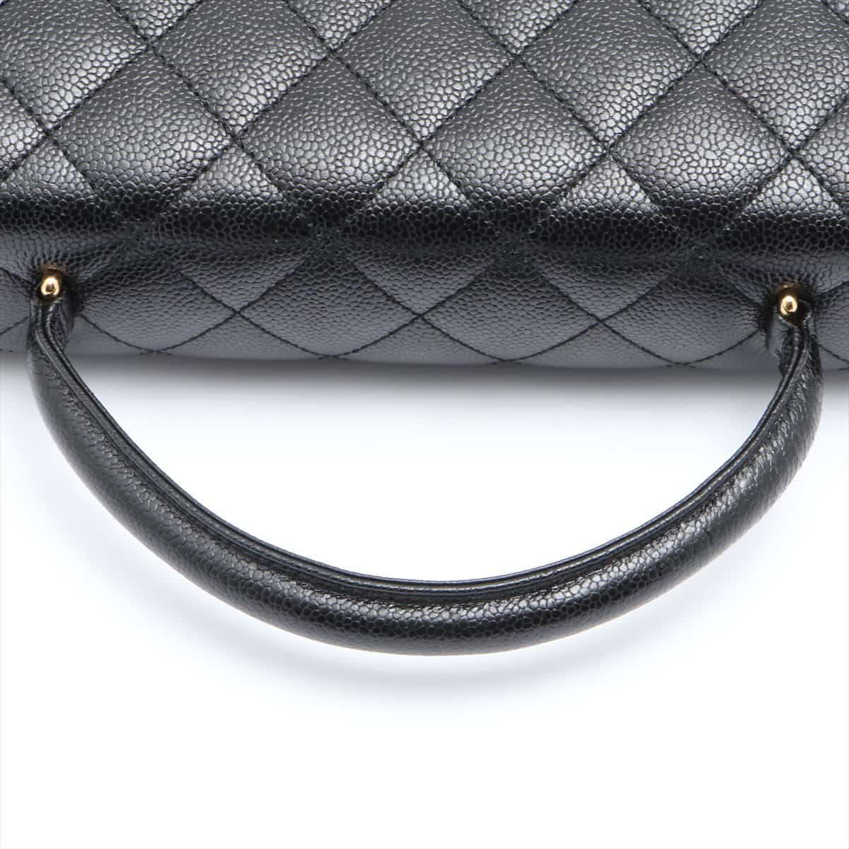 Chanel Matelasse Caviarskin Hand bag Top handle Black Gold Metal fittings 6XXXXXX