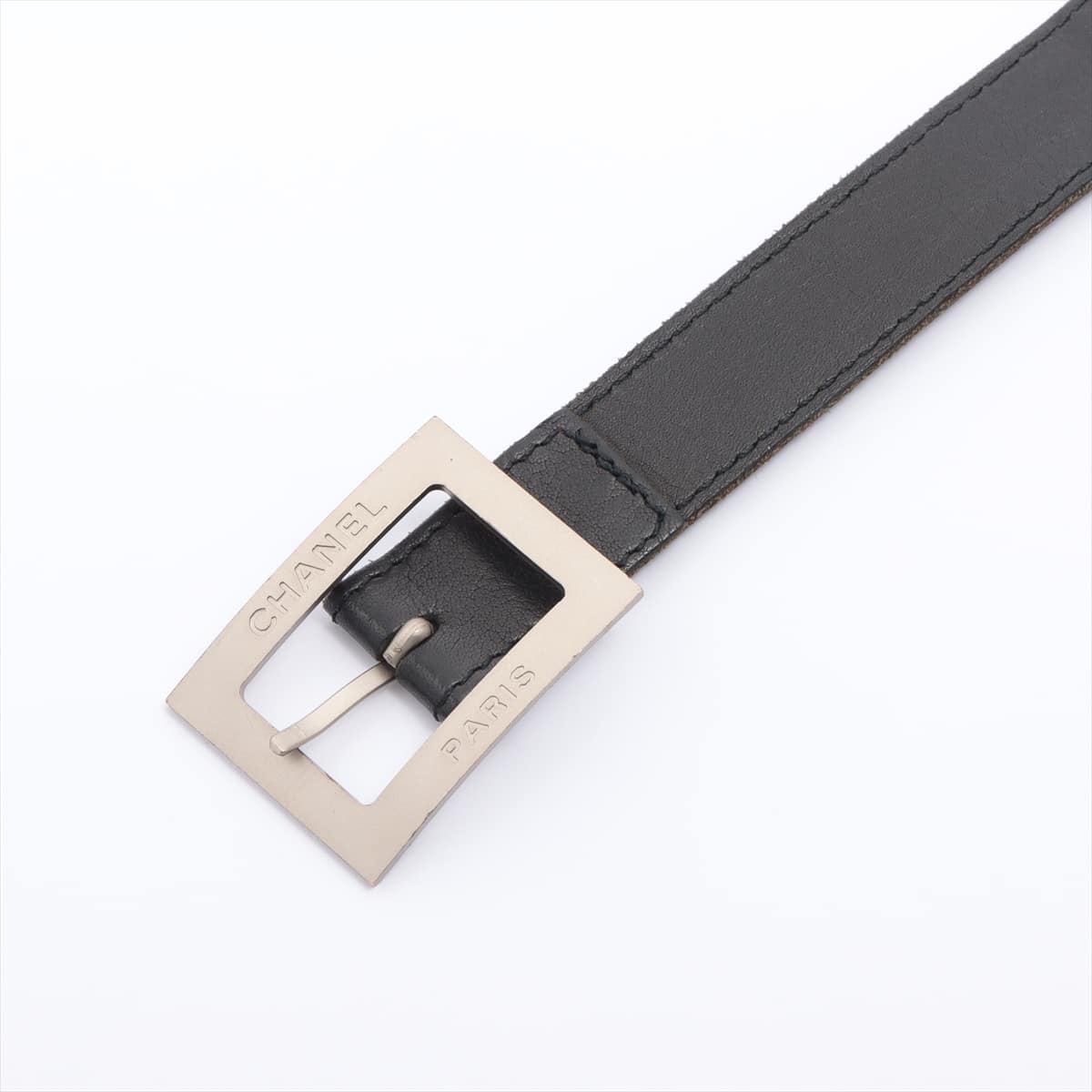 Chanel 00C Chain belt 75/30 GP & leather Black × Silver