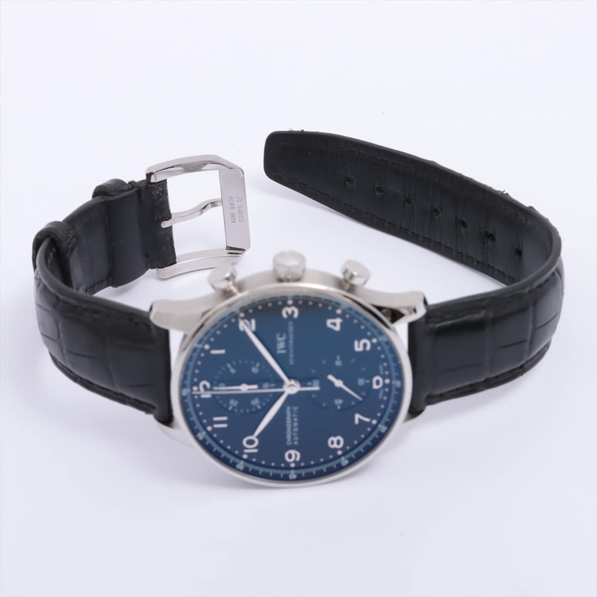 IWC Portugieser IW371438 SS & leather AT Black-Face