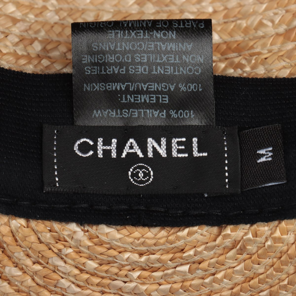 Chanel Logo 19S Hat M Straw Natural Straw hat Straw