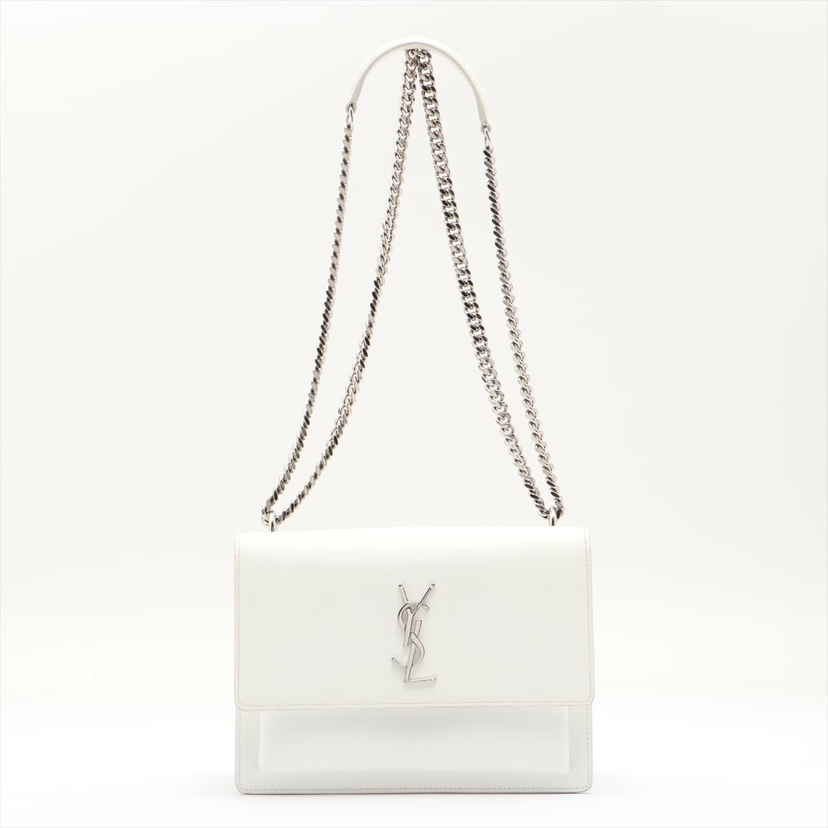 Saint Laurent Paris Sunset Leather Chain shoulder bag White 442906