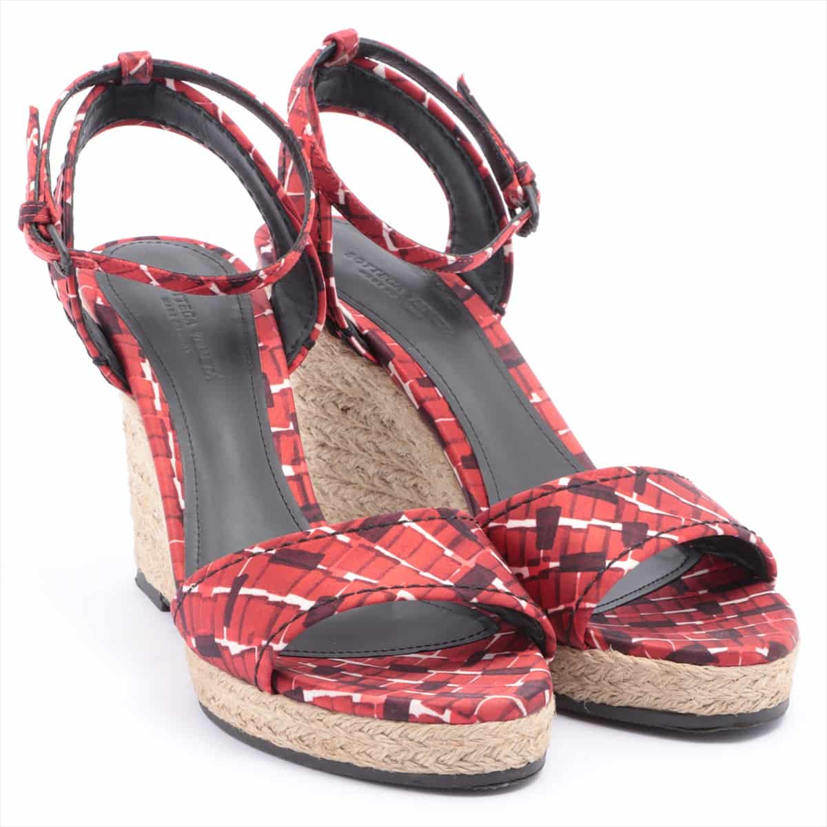 Bottega Veneta Fabric Wedge Sole Sandals 36 1/2 Ladies' Red Strap