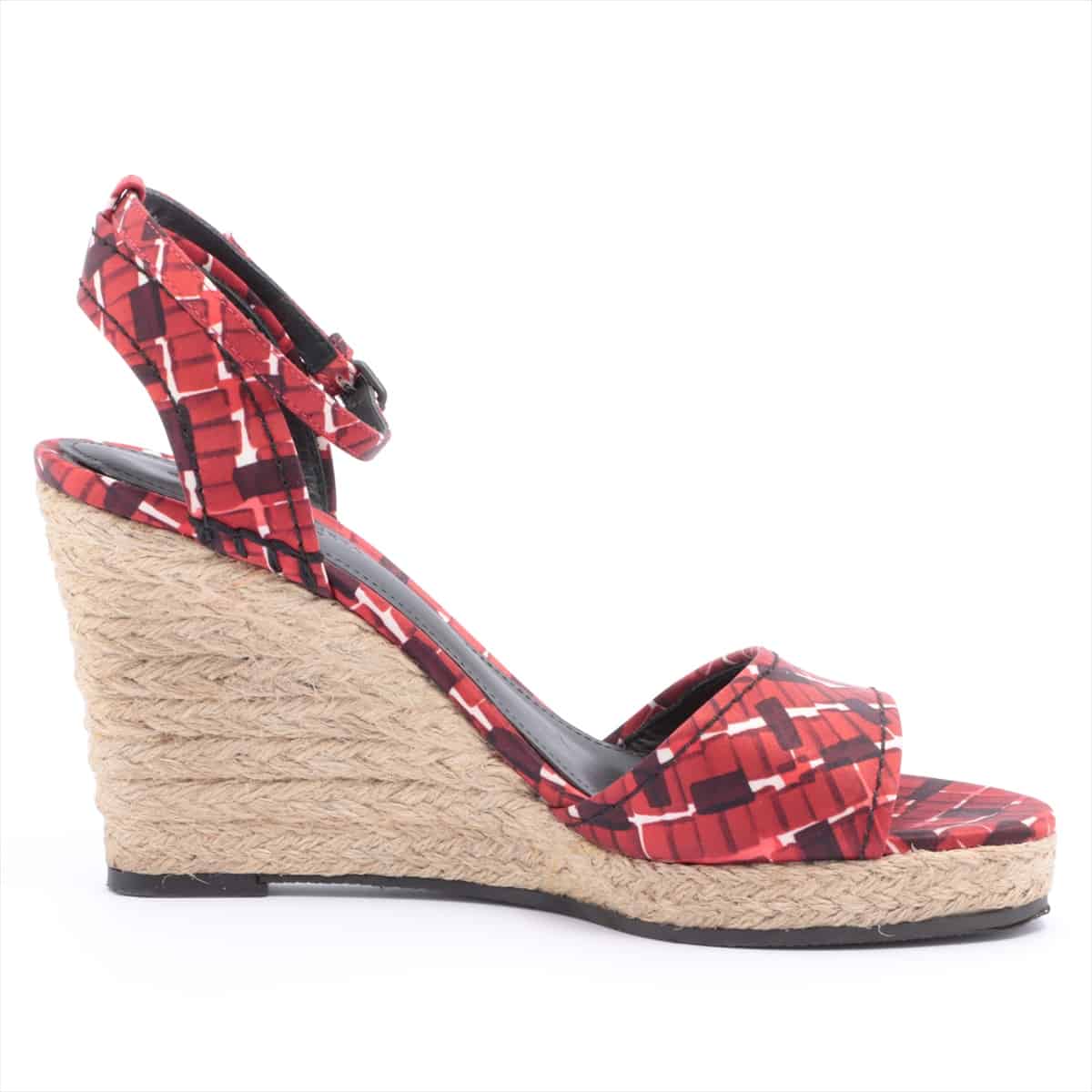 Bottega Veneta Fabric Wedge Sole Sandals 36 1/2 Ladies' Red Strap