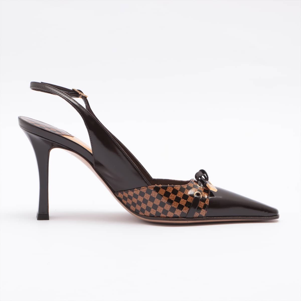 Louis Vuitton Patent leather Sandals 35 1/2 Ladies' dark brown Damier