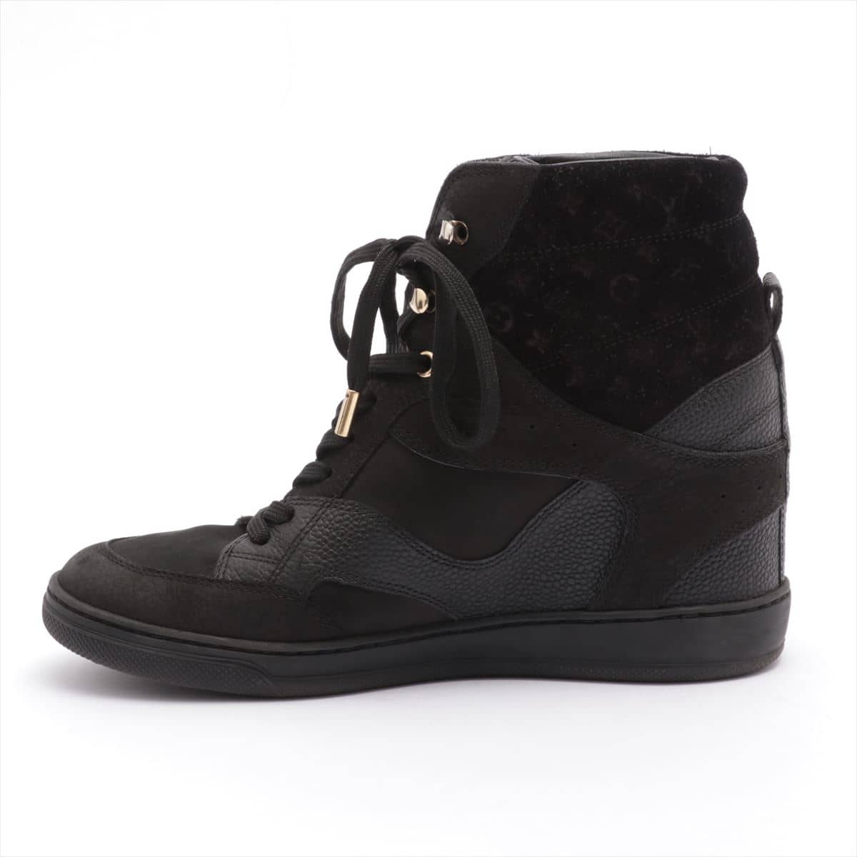 Louis Vuitton Cliff Topline GO0164 Suede & leather High-top Sneakers 37 Ladies' Black