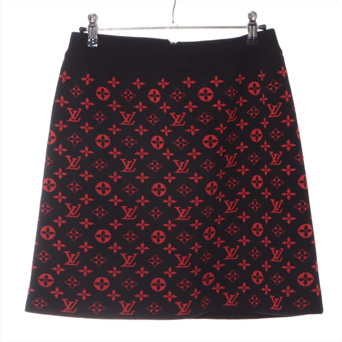 Louis Vuitton 20 years Cotton & wool Knit Skirt M Ladies' Red x Black  RW202W Monogram