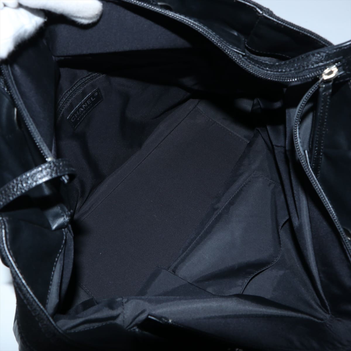 Chanel Paris Biarritz GM Leather Hand bag Black Has fray