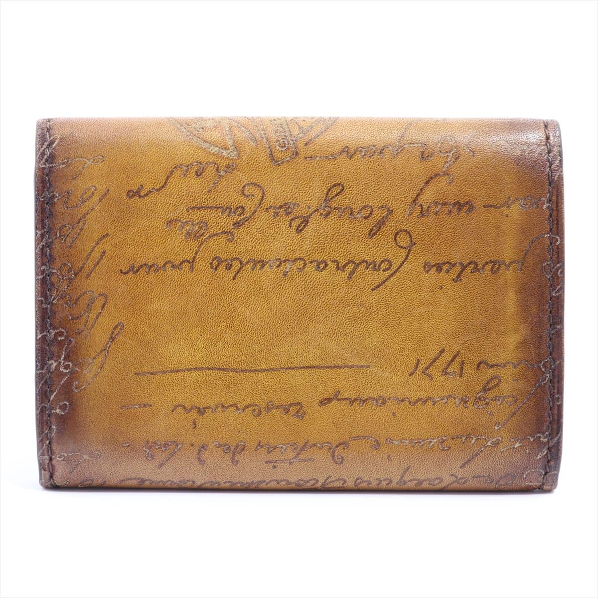 Berluti Calligraphy Leather Card case Yellow