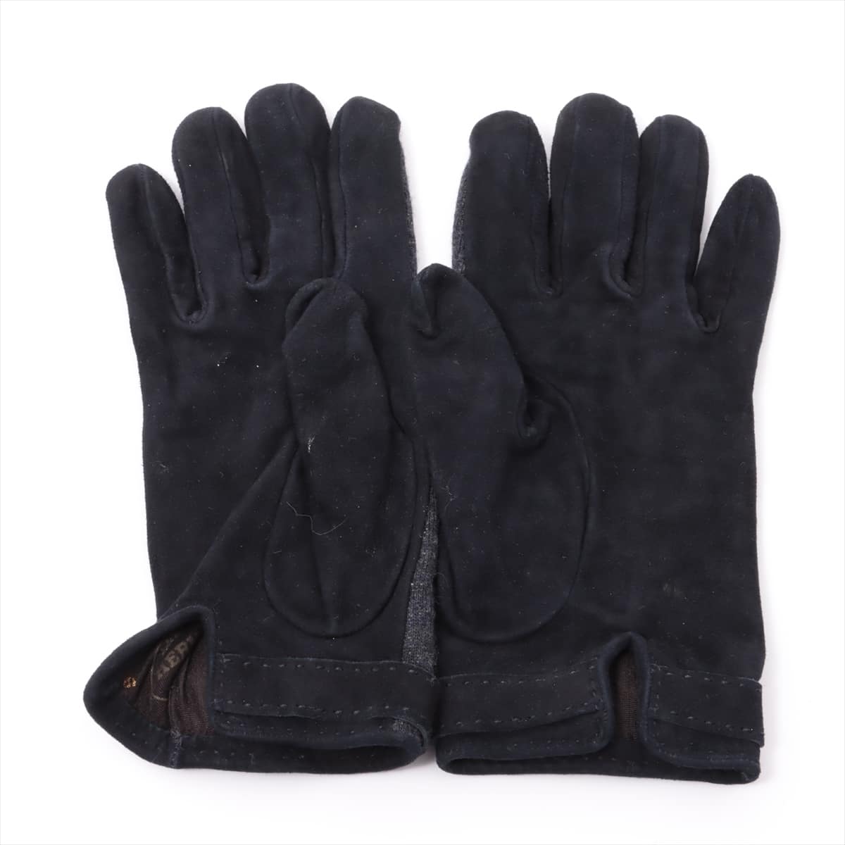 Hermès Serie Gloves Cashmere x leather Navy blue