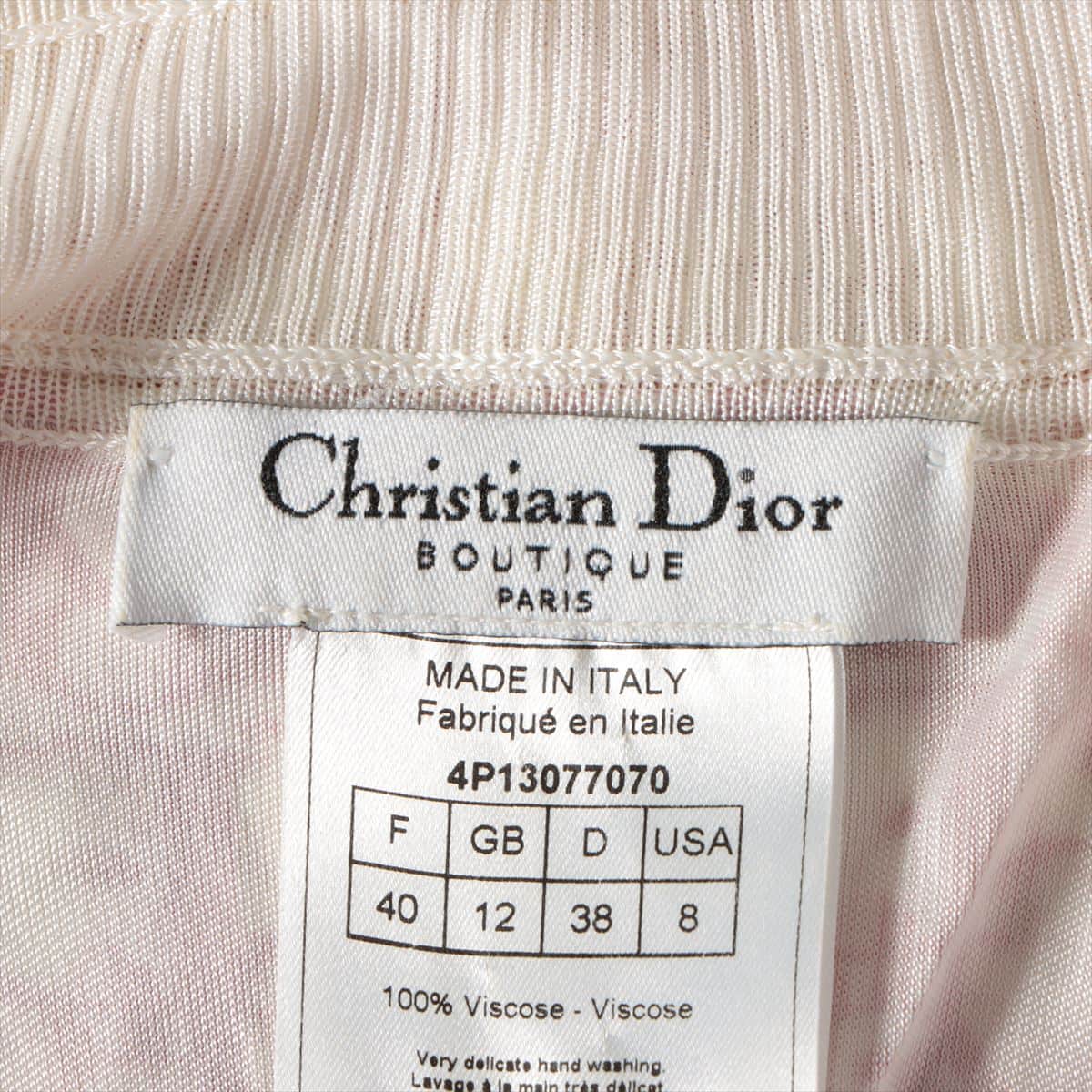Christian Dior Trotter Rayon Cardigan FR40 Ladies' Pink  flower brooches