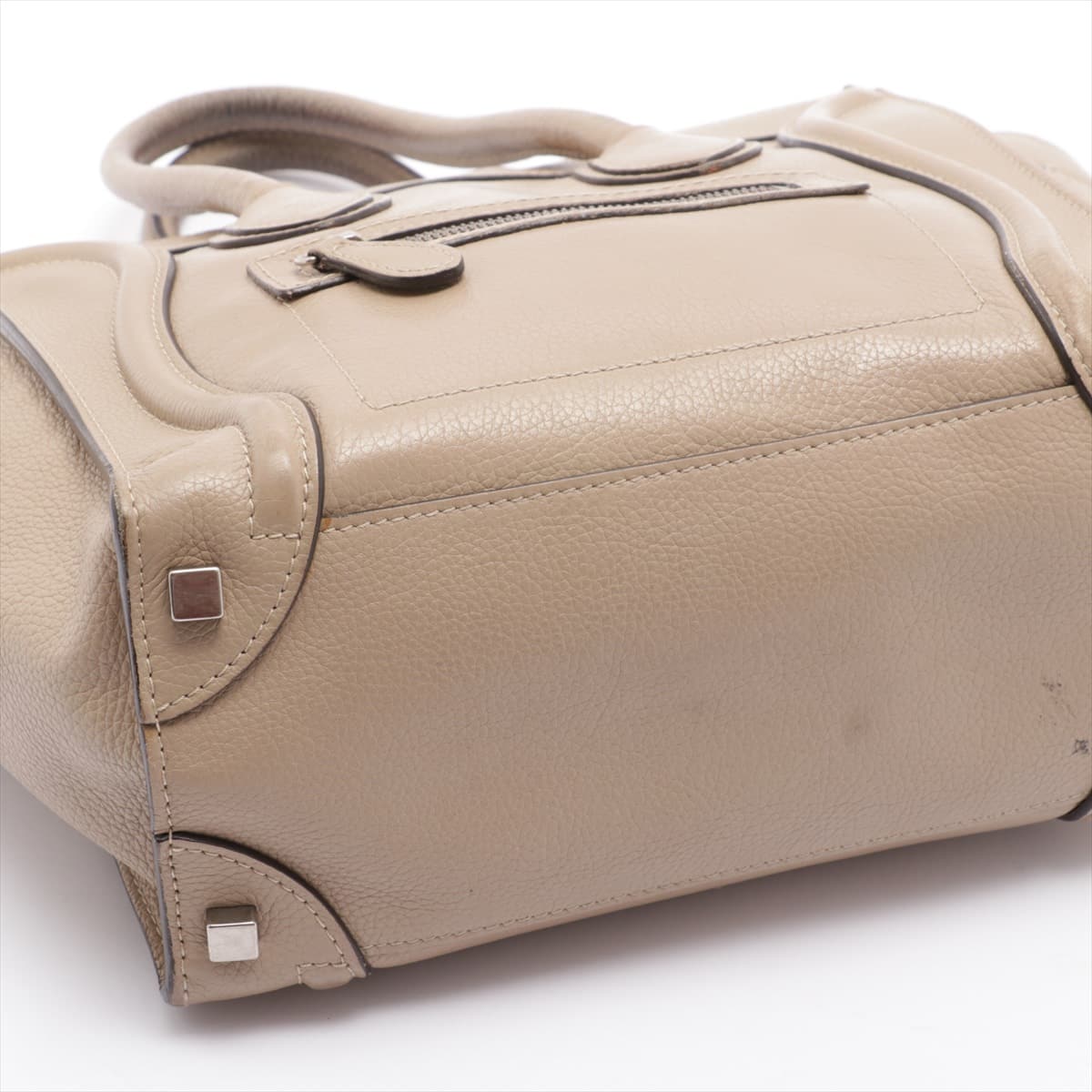 CELINE Luggage Micro Shopper Leather Tote bag Beige