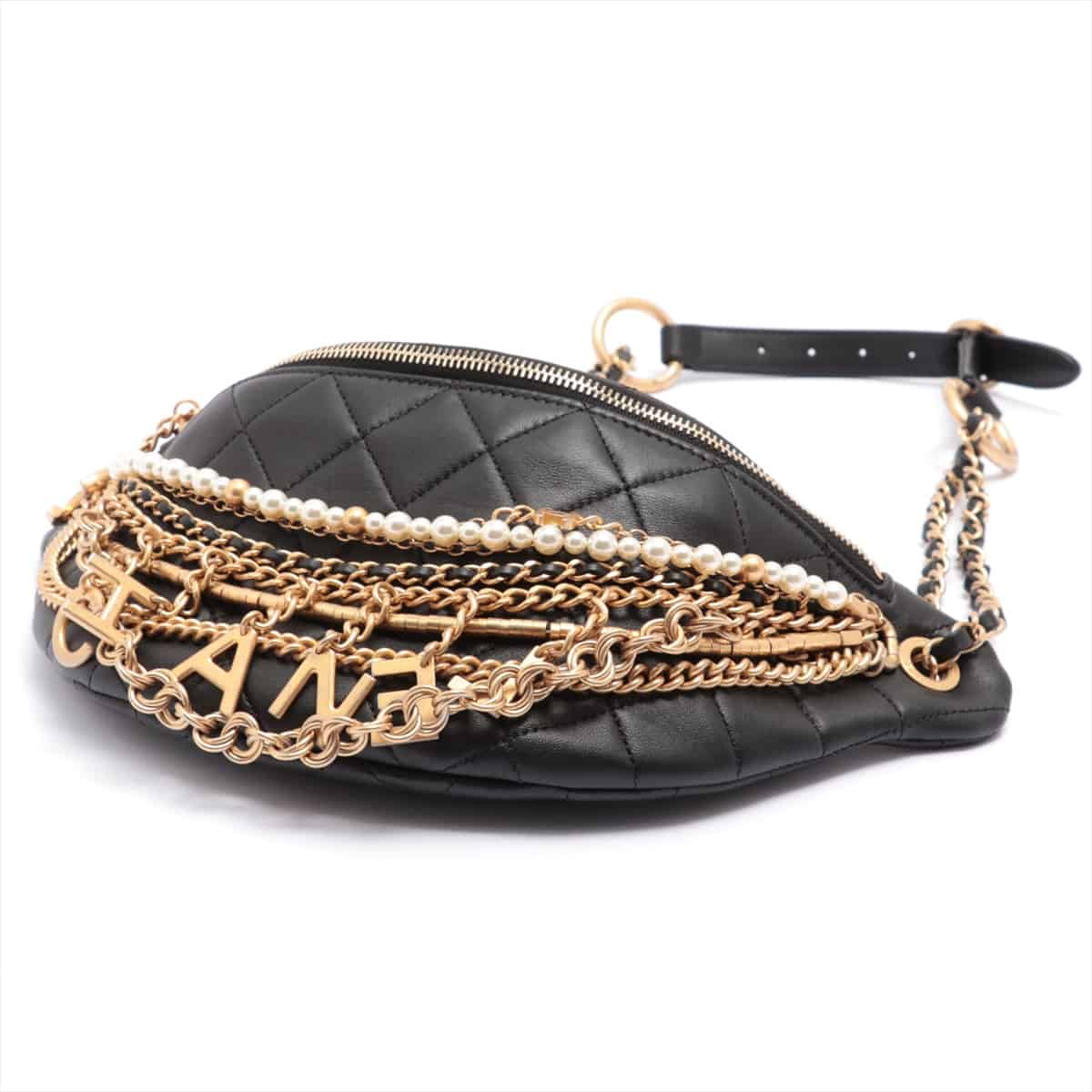 Chanel Matelasse Lambskin Sling backpack Black Gold Metal fittings 28th