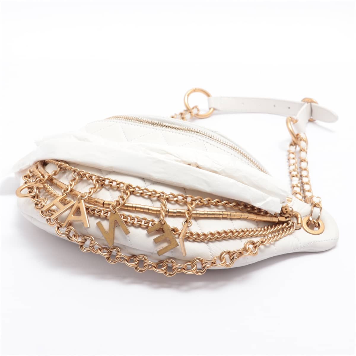 Chanel Matelasse Lambskin Sling backpack White Gold Metal fittings 28th