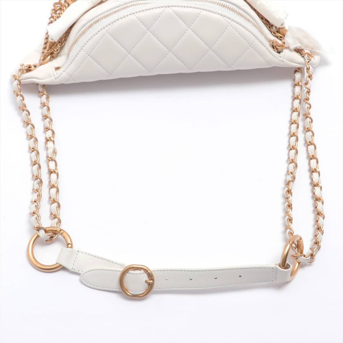 Chanel Matelasse Lambskin Sling backpack White Gold Metal fittings 28th