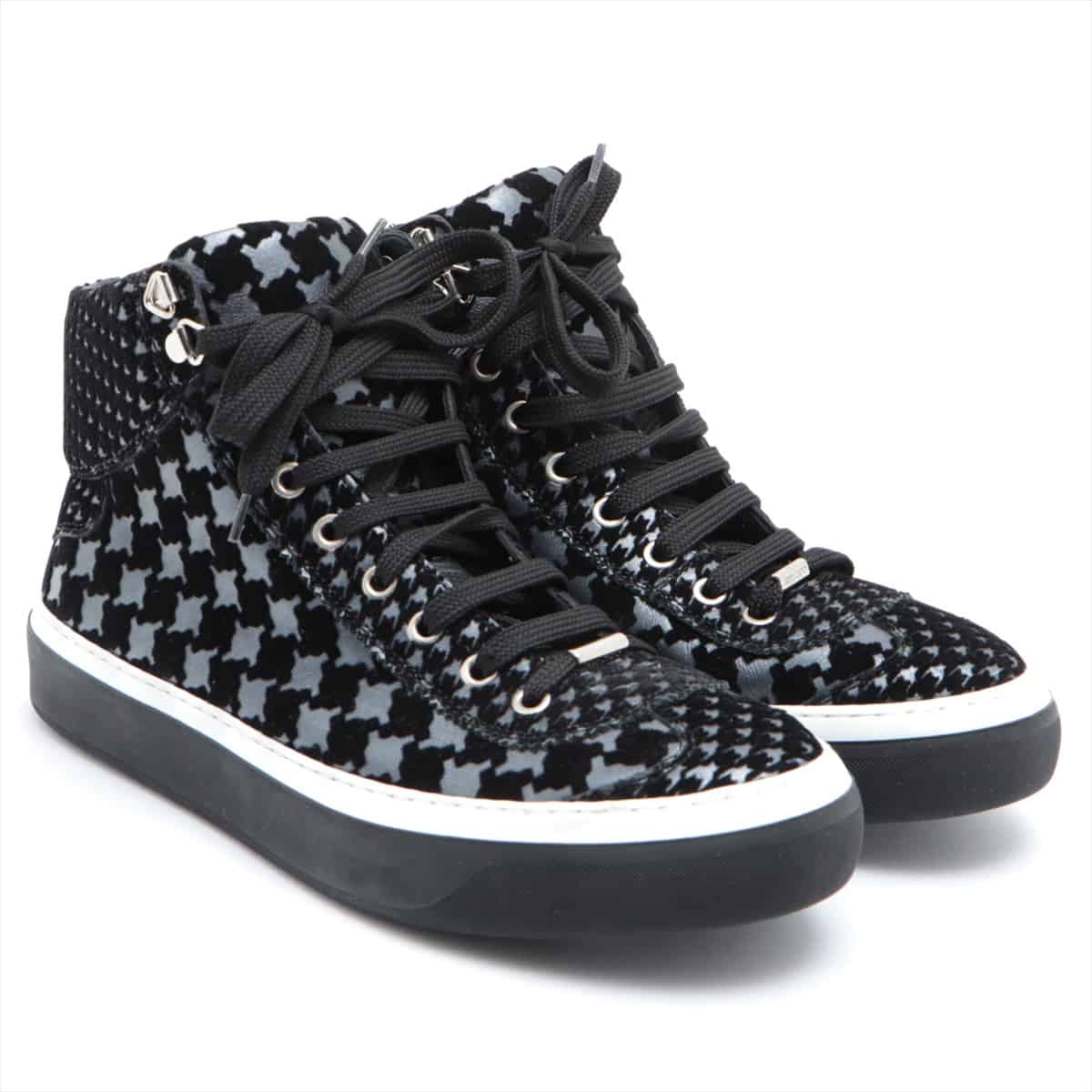 Jimmy Choo Velour & leather High-top Sneakers 41 Men's Black x Gray