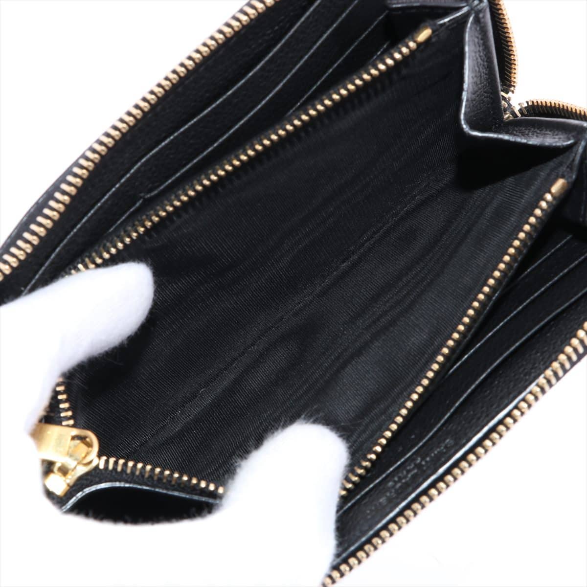 Saint Laurent Paris Leather Round-Zip-Wallet Black