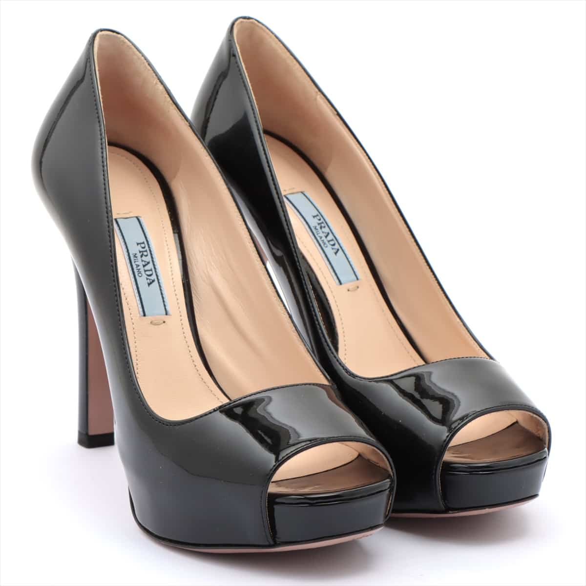 Prada Patent leather Open-toe Pumps 36.5 Ladies' Black