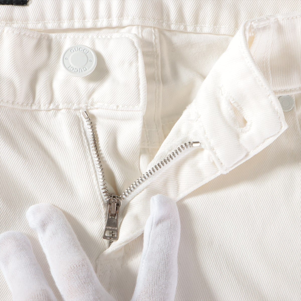 Gucci Guccioli Cotton Denim pants 38 Ladies' White