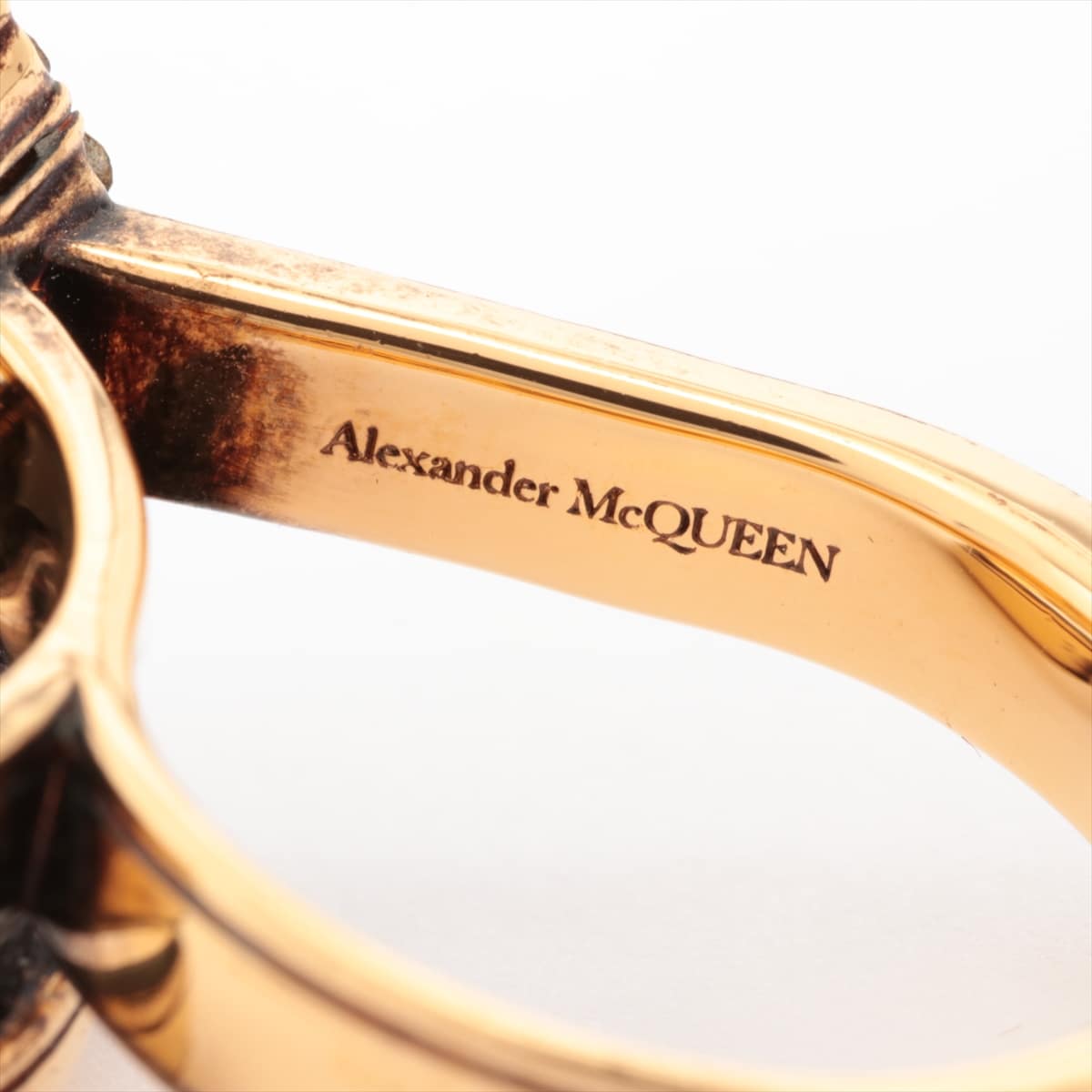 Alexander McQueen Skull rings M GP×inestone Gold