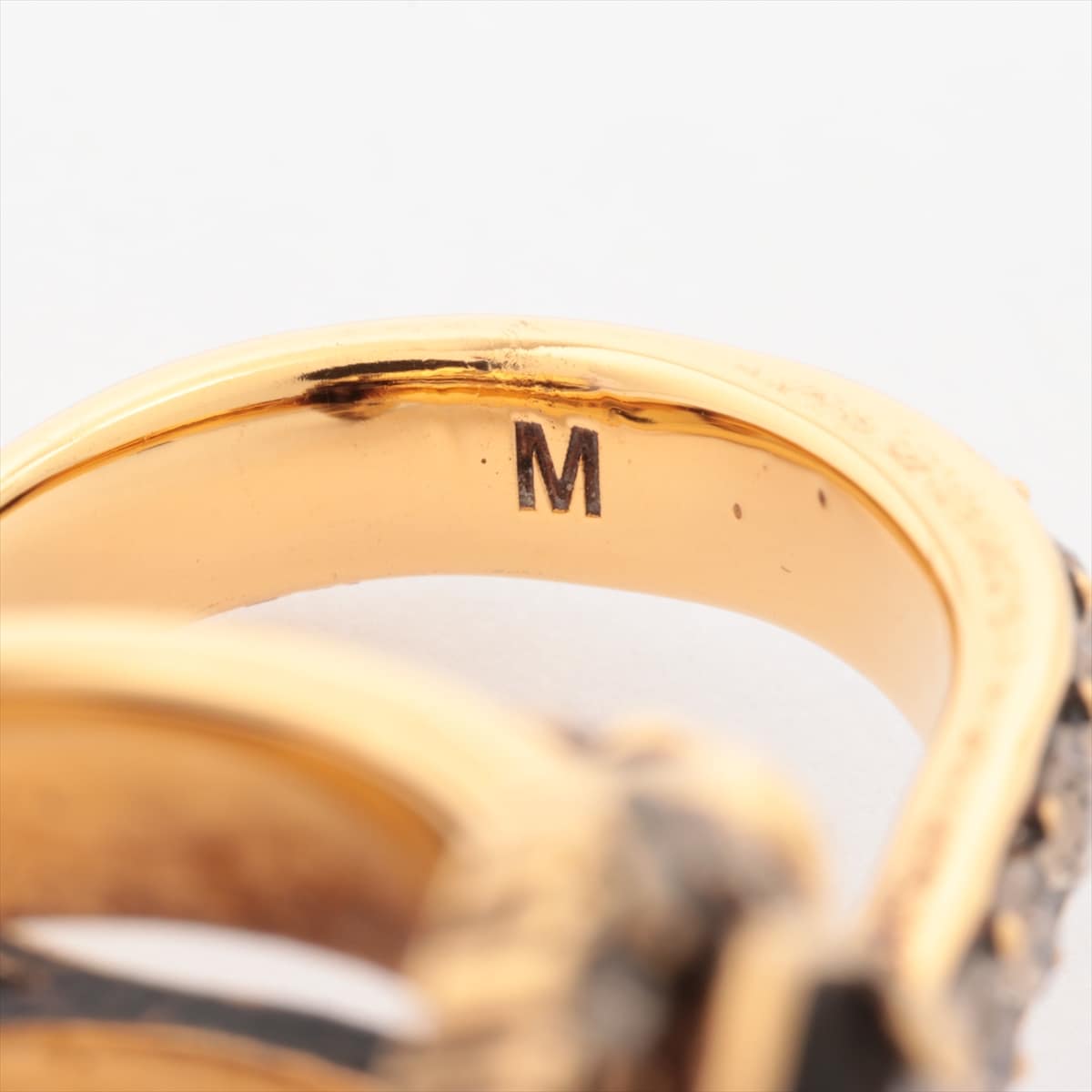 Alexander McQueen Skull rings M GP×inestone Gold
