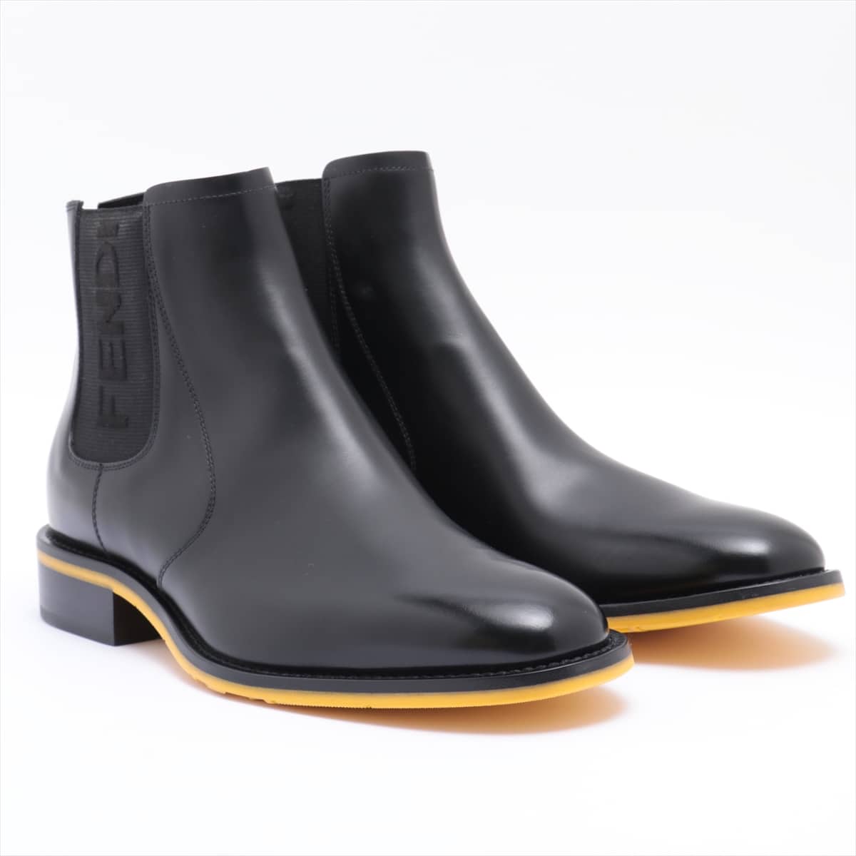 Fendi Chelsea Leather Short Boots 9 Men's Black 7U1383