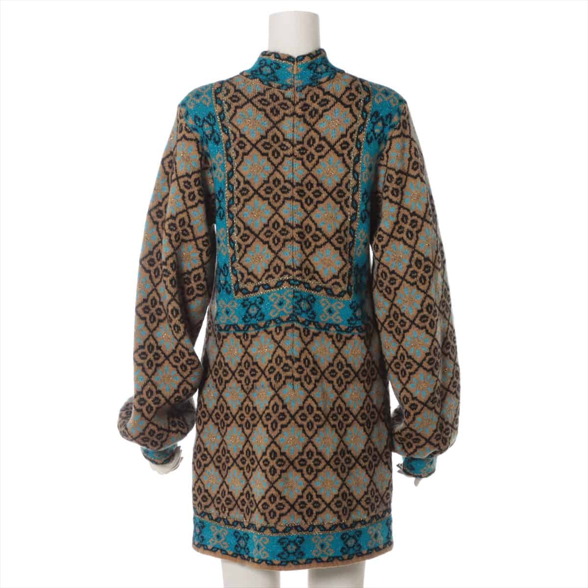 Gucci Wool & nylon Dress S Ladies' blue x brown  598836