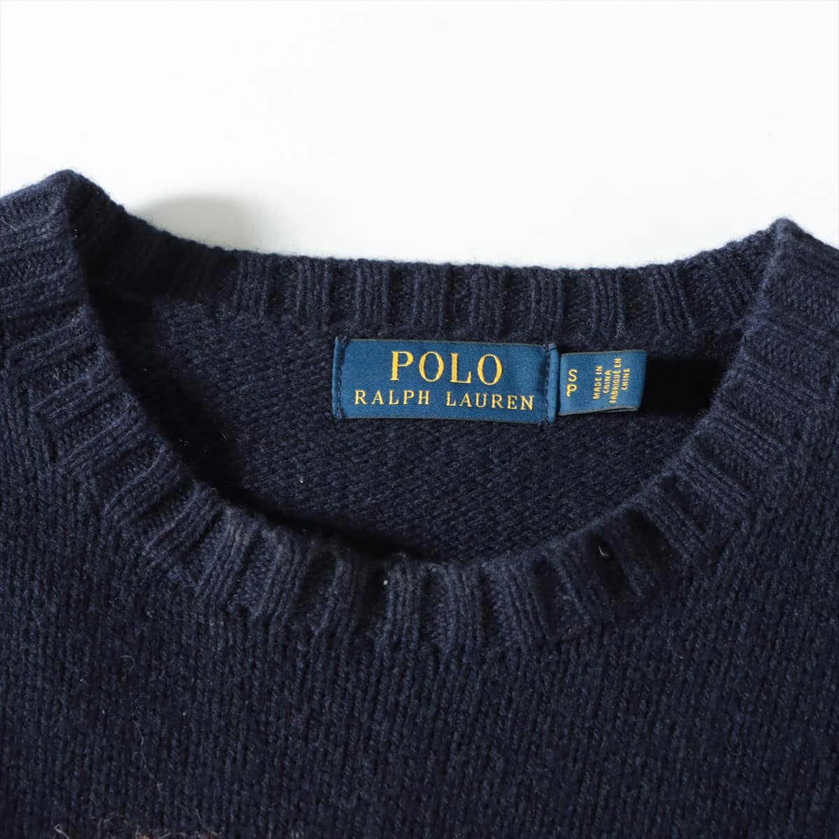 Polo Ralph Lauren Wool Sweater S Men's Navy blue  Polo bear Cut part of the tag