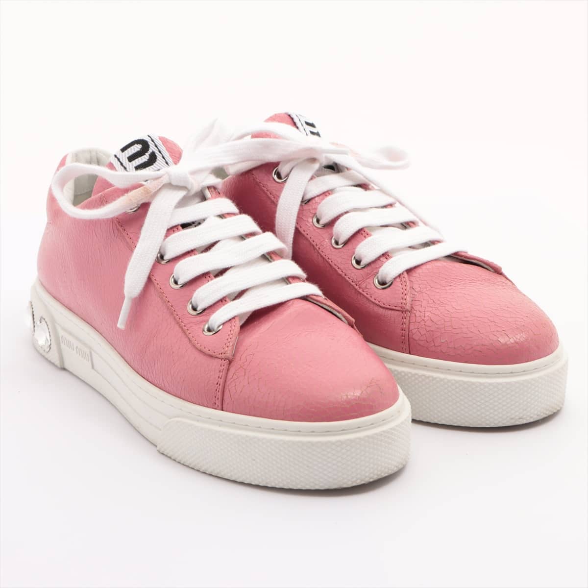 Miu Miu Leather Sneakers 37 Ladies' Pink Bijou