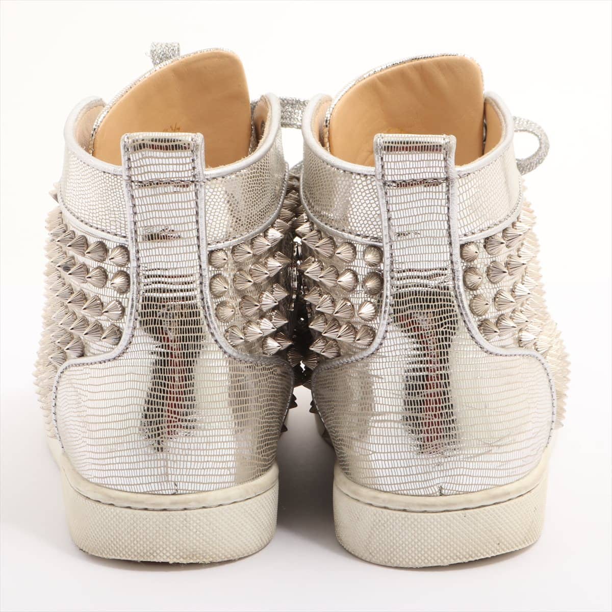 Christian Louboutin Lewis Spike Patent leather High-top Sneakers 36 1/2 Ladies' Silver