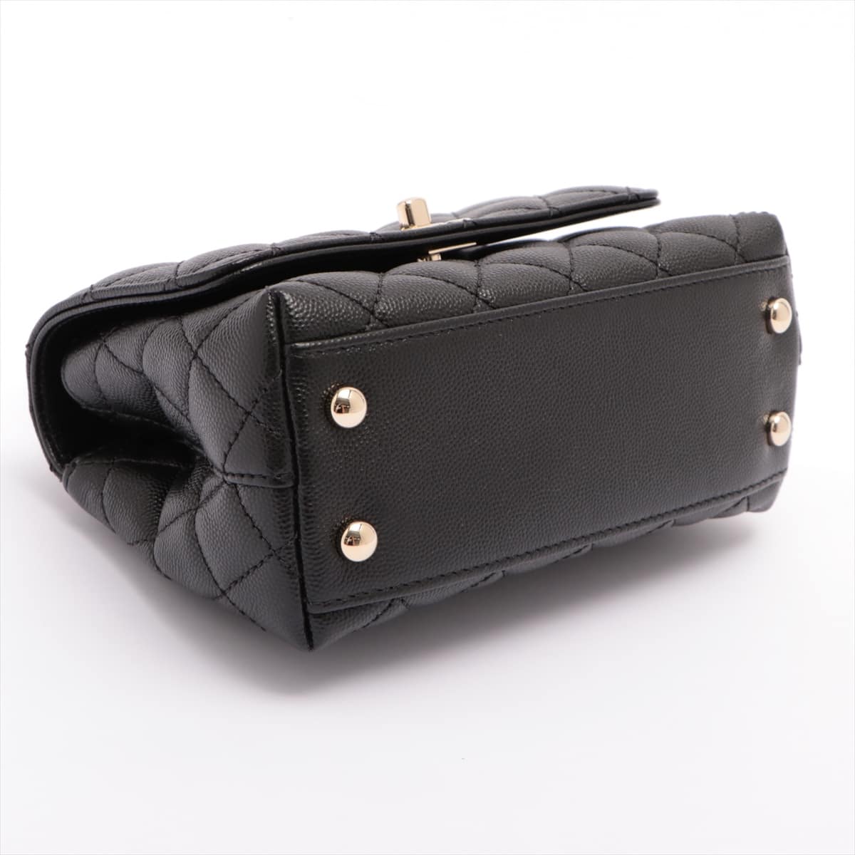 Chanel Coco Handle Caviarskin 2way handbag Black Gold Metal fittings