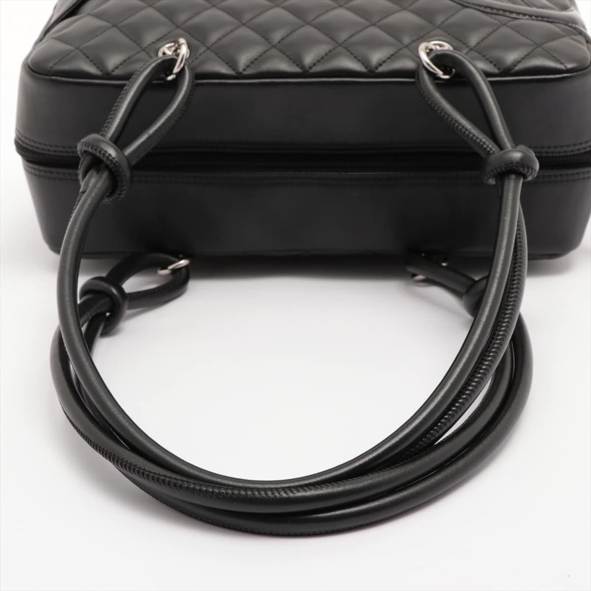Chanel Cambon Line Lambskin Hand bag Black Silver Metal fittings 12XXXXXX