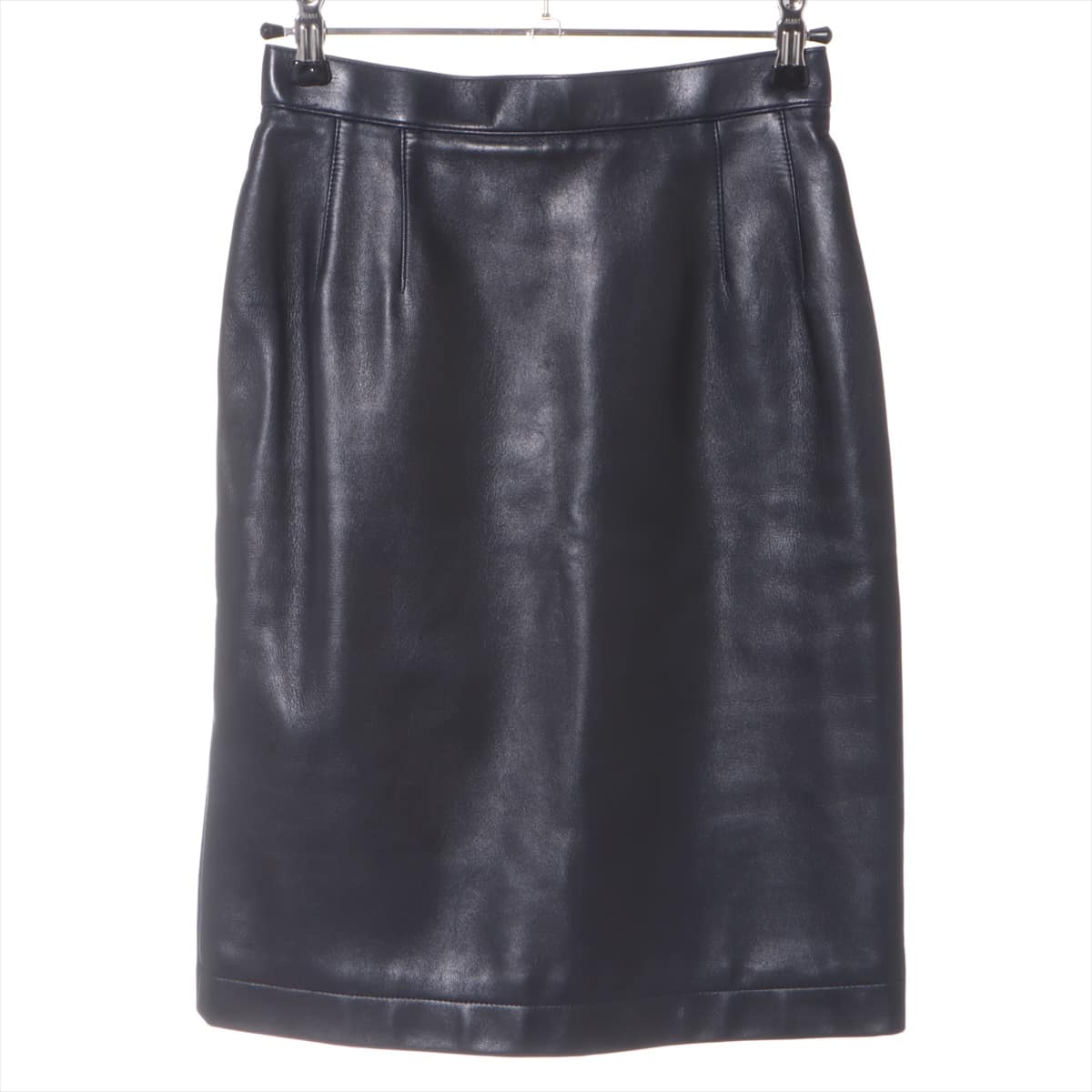 Chanel Coco Button Lam Skirt 36 Ladies' Black
