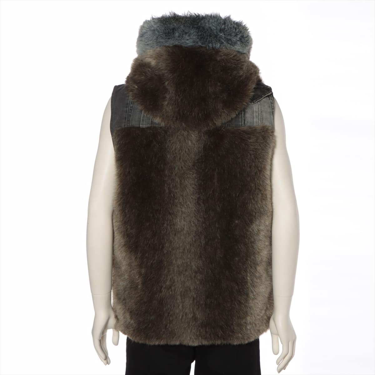 Dolce & Gabbana Denim Vest 50 Men's Black  Faux fur restructured