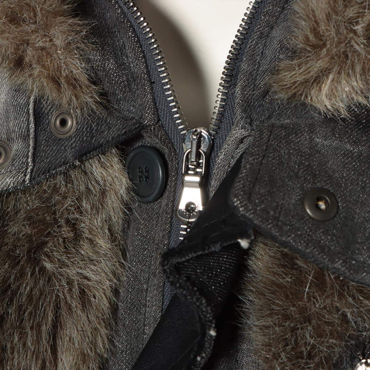 Dolce & Gabbana Denim Vest 50 Men's Black  Faux fur restructured