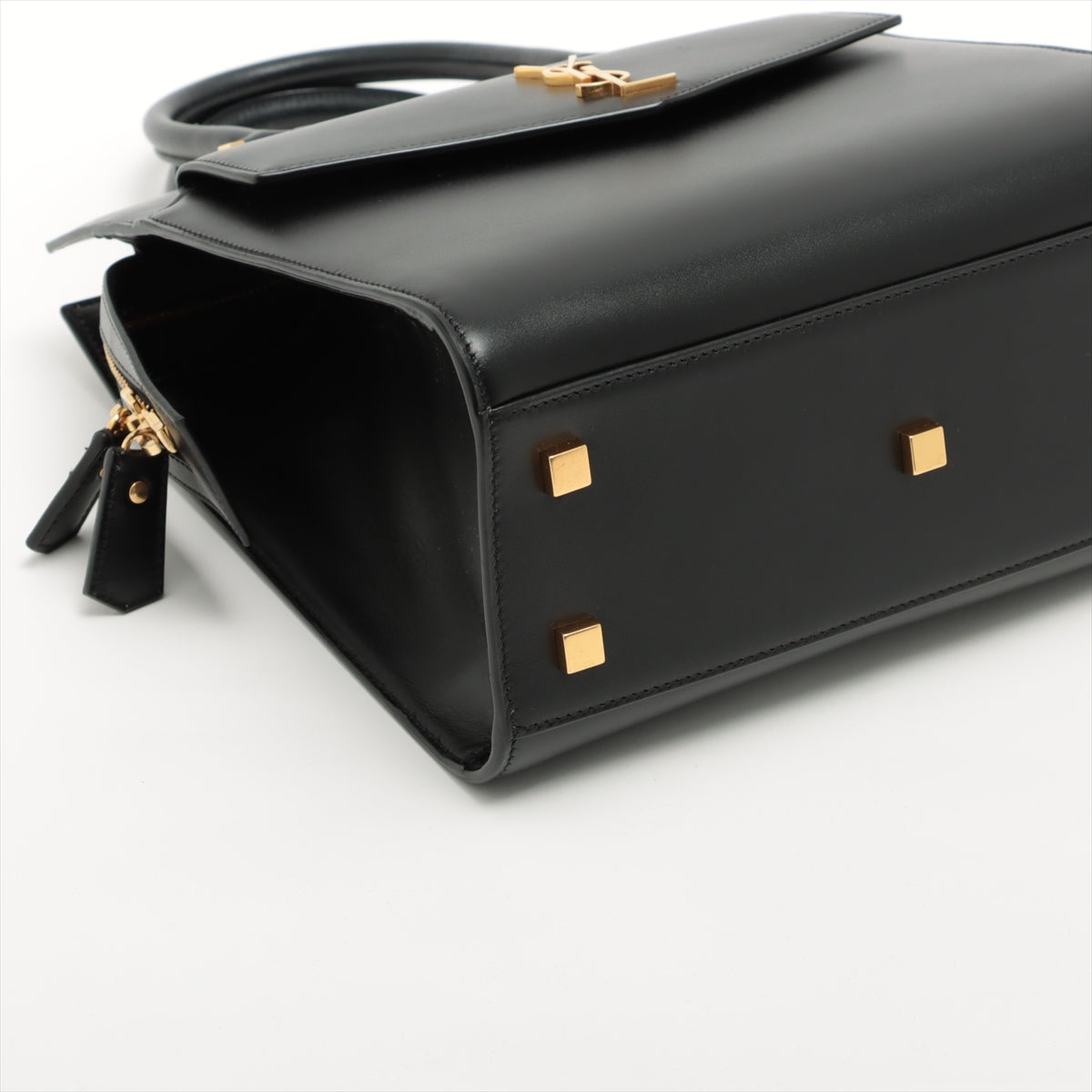 Saint Laurent Paris Uptown Leather 2 Way Handbag Black 636542
