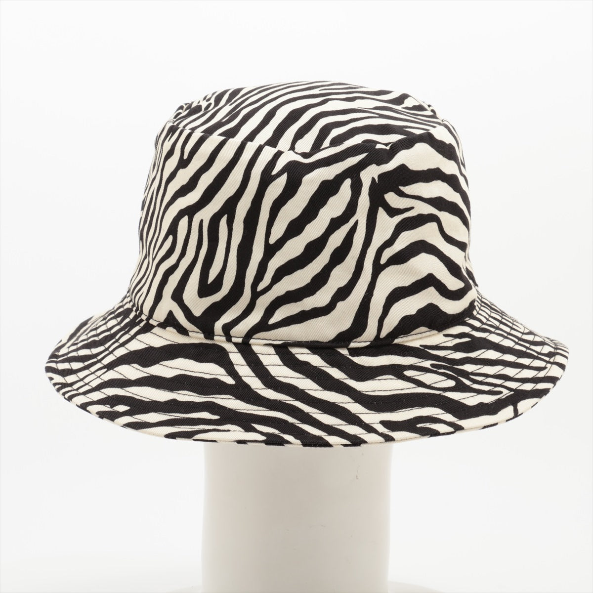 CELINE Logo Bucket Hat M Cotton Black x ivory Zebra